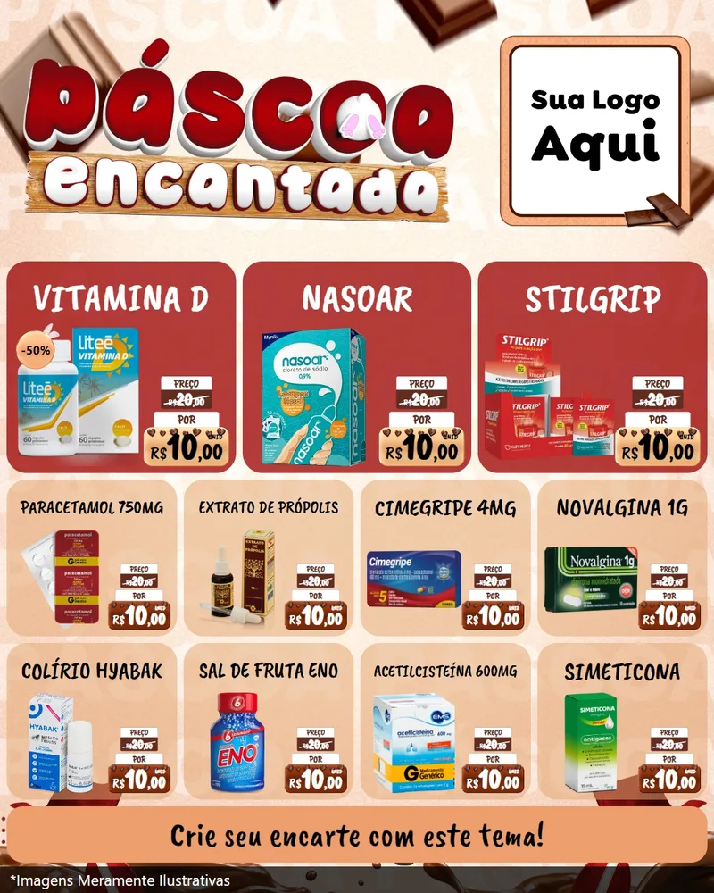 Modelo de Rede Social para Feed Instagram com o tema Páscoa Encantada para Farmácia