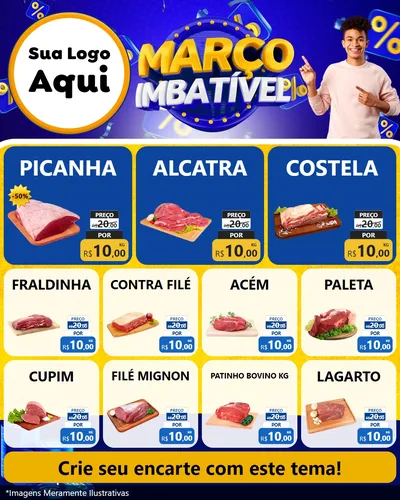 Modelo de Rede Social para Feed Instagram com o tema Março Imbatível para Açougue