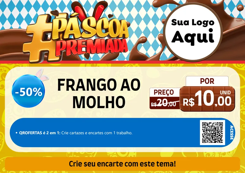 Modelo de Cartaz para Cartaz A4 Horizontal com o tema Páscoa Premiada para Restaurante