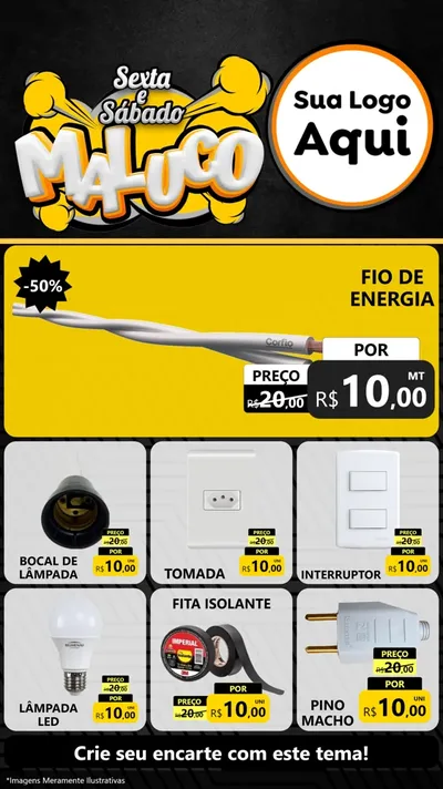 Modelo de Rede Social para Stories com o tema Sexta e Sábado Maluco para Materiais Elétricos