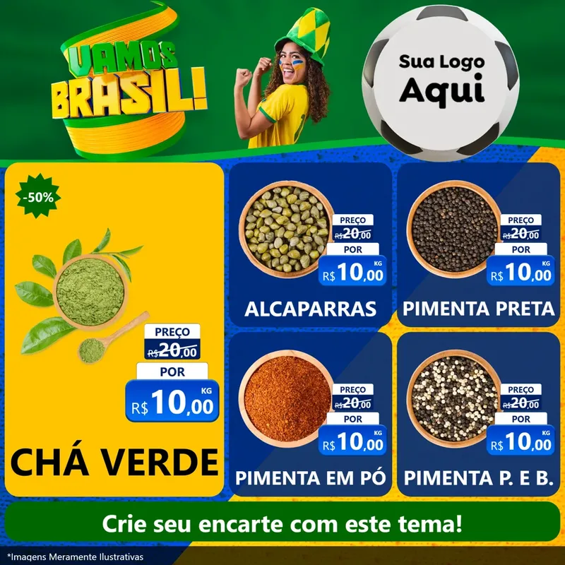 Modelo de Rede Social para Feed Facebook com o tema Vamos Brasil - Copa para Produtos Naturais