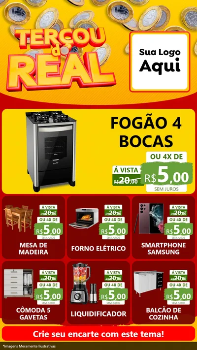 Modelo de Rede Social para Stories com o tema Terçou do Real para Móveis e Eletro