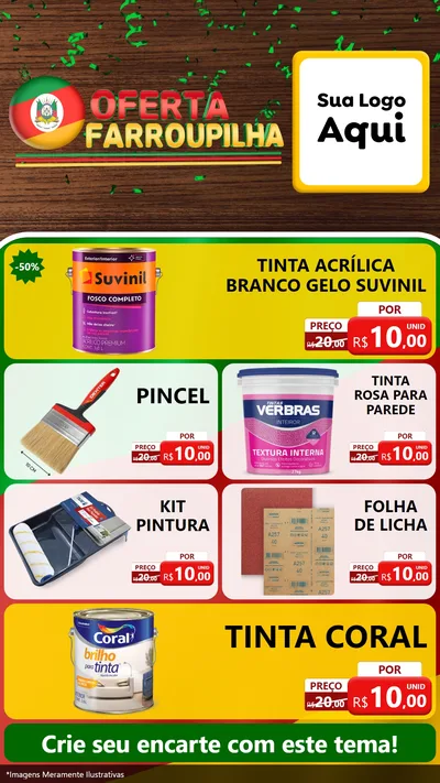 Modelo de TV para TV Vertical com o tema Oferta Farroupilha para Tintas e Ferramentas