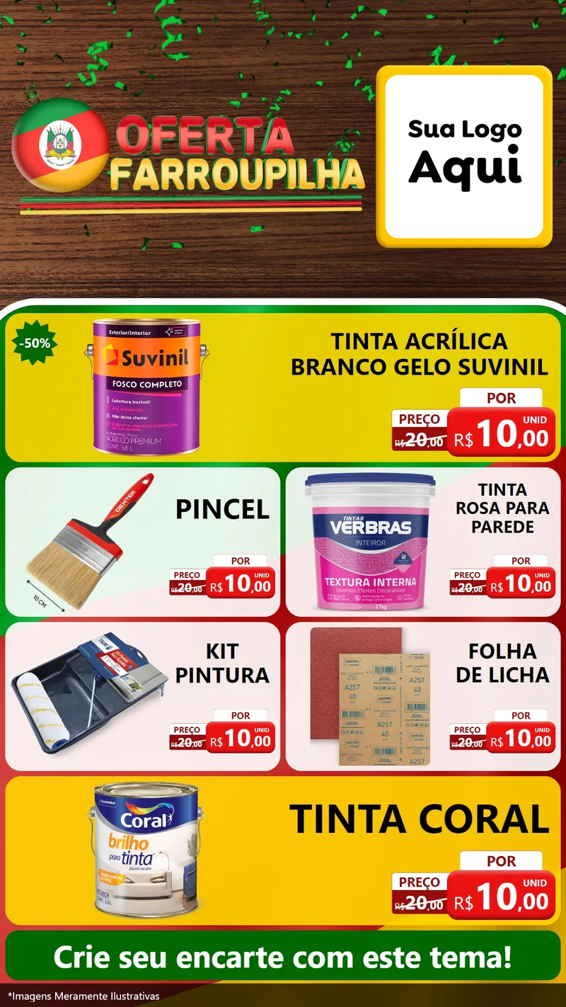 Modelo de TV para TV Vertical com o tema Oferta Farroupilha para Tintas e Ferramentas