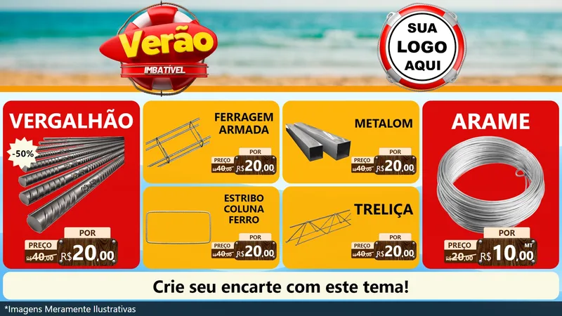 Modelo de TV para TV Horizontal com o tema Verão Imbatível para Ferragens
