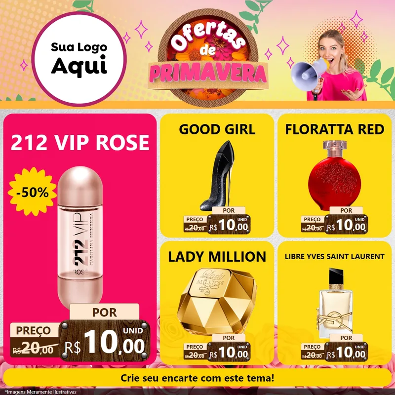 Modelo de Rede Social para Feed Facebook com o tema Ofertas de Primavera para Perfumes