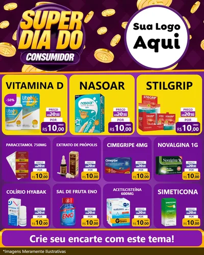 Modelo de Rede Social para Feed Instagram com o tema Super Dia do Consumidor para Farmácia