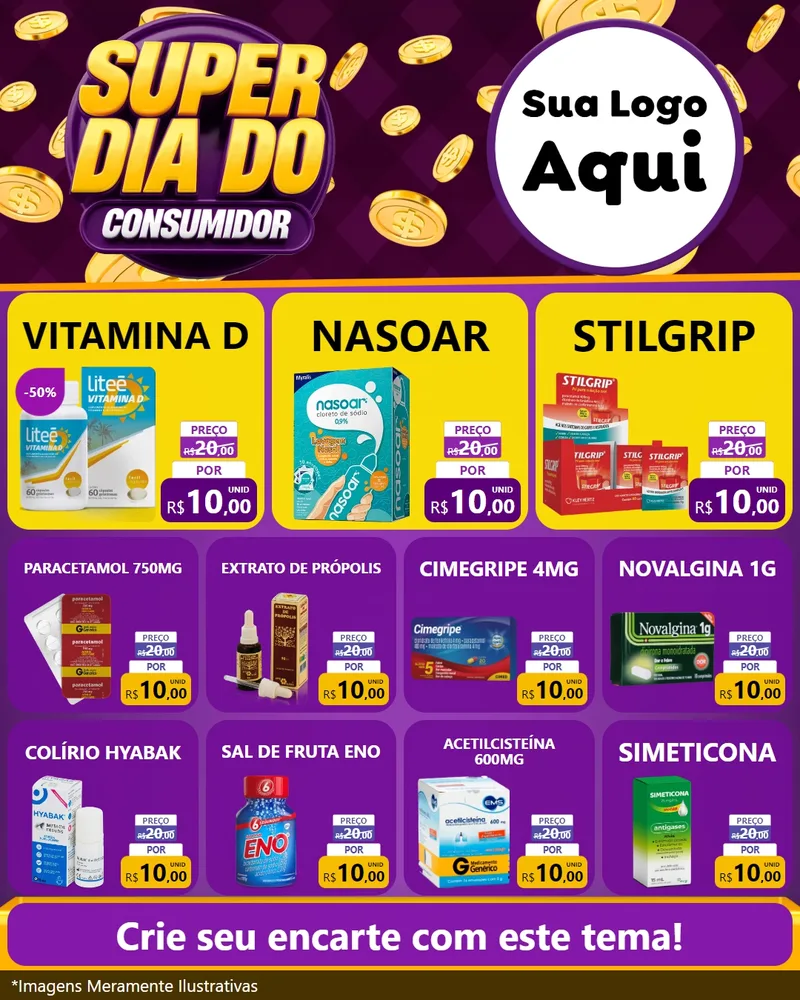 Modelo de Rede Social para Feed Instagram com o tema Super Dia do Consumidor para Farmácia