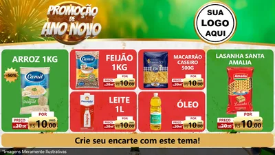 Modelo de TV para TV Horizontal com o tema Promoção de Ano Novo para Supermercado