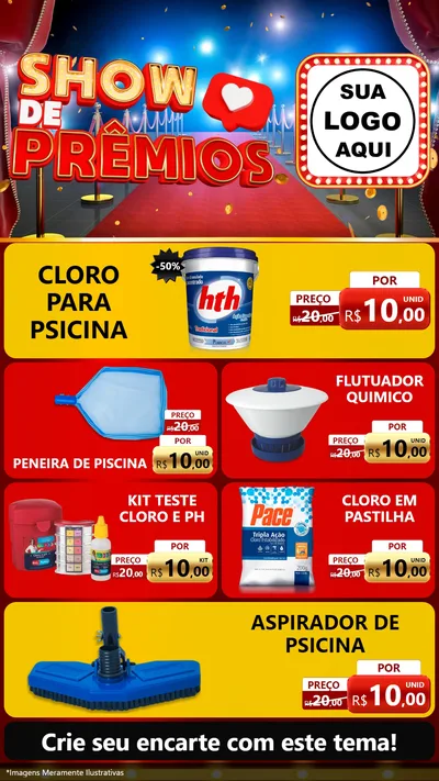 Modelo de TV para TV Vertical com o tema Show de Prêmios para Produtos para Piscina