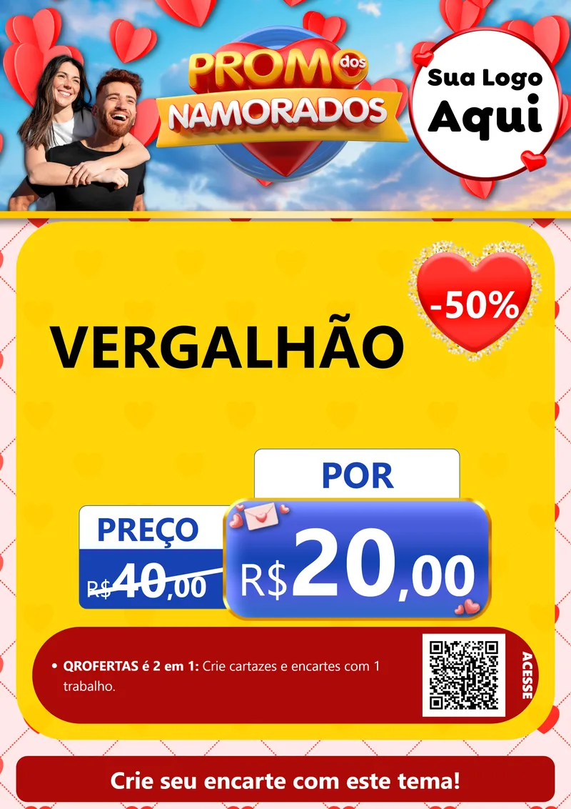 Modelo de Cartaz para Cartaz A4 Vertical com o tema Promo dos Namorados para Ferragens