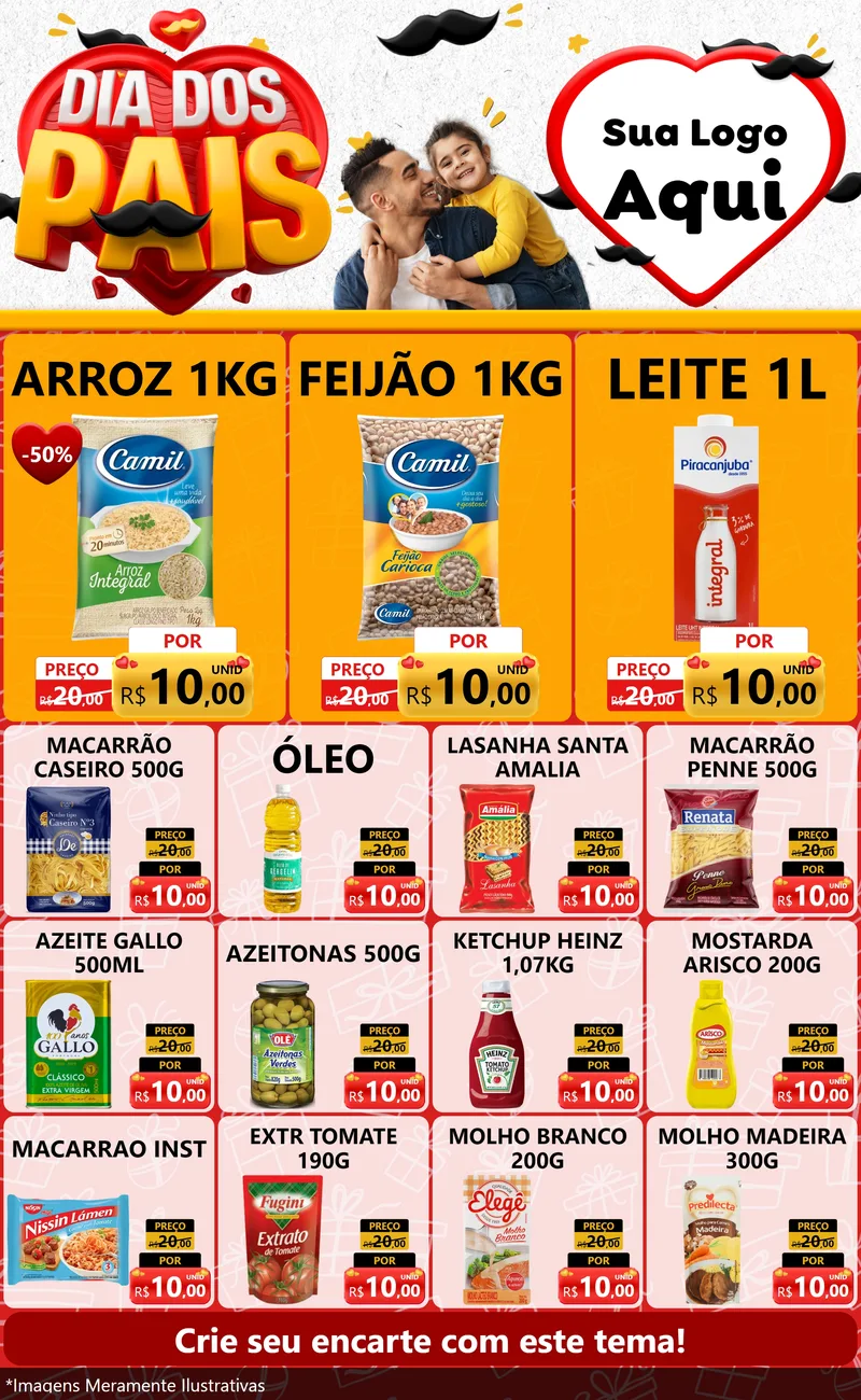 Modelo de Encarte para Encarte Grande com o tema Dia dos Pais para Supermercado