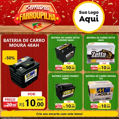 Modelo de Rede Social para Feed Facebook com o tema Semana Farroupilha para Baterias Elétricas