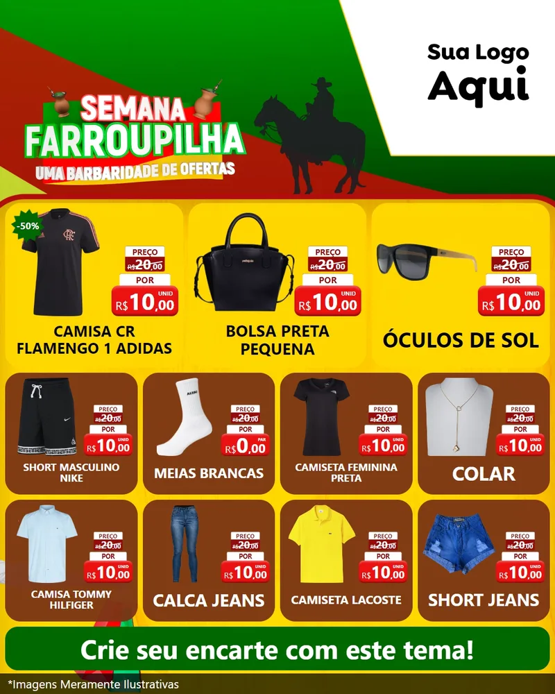Modelo de Rede Social para Feed Instagram com o tema Semana Farroupilha - Uma Barbaridade de Ofertas para Roupas e acessórios