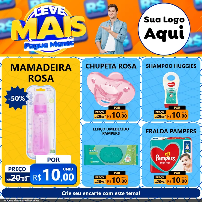 Modelo de Rede Social para Feed Facebook com o tema Leve Mais, Pague Menos para Bebês
