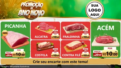 Modelo de TV para TV Horizontal com o tema Promoção de Ano Novo para Açougue