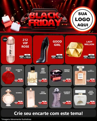 Modelo de Rede Social para Feed Instagram com o tema Black Friday para Perfumes