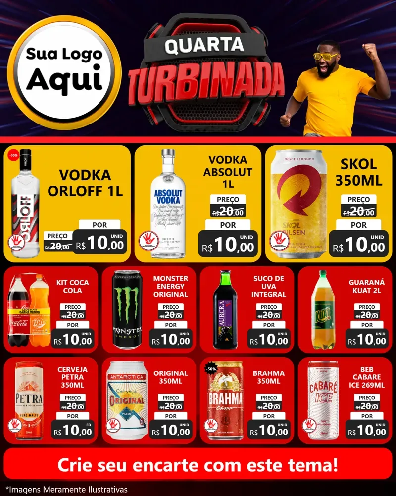 Modelo de Rede Social para Feed Instagram com o tema Quarta Turbinada para Distribuidora de bebidas