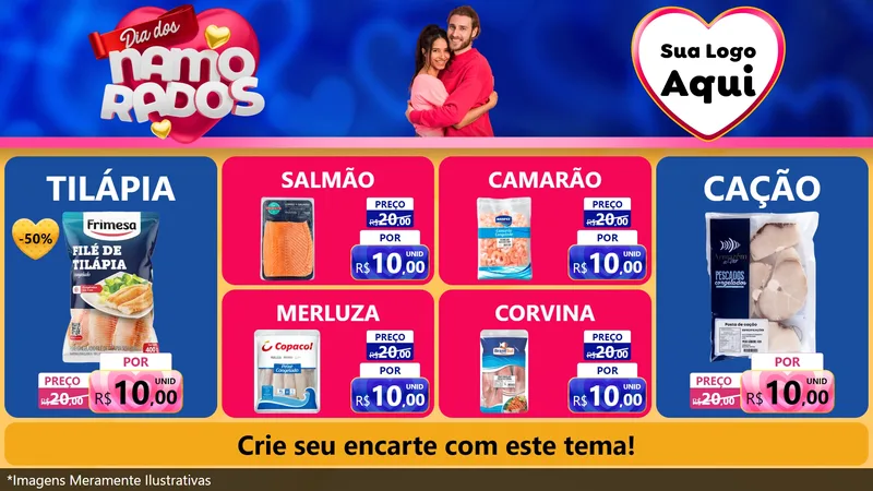 Modelo de TV para TV Horizontal com o tema Dia dos namorados para Peixaria