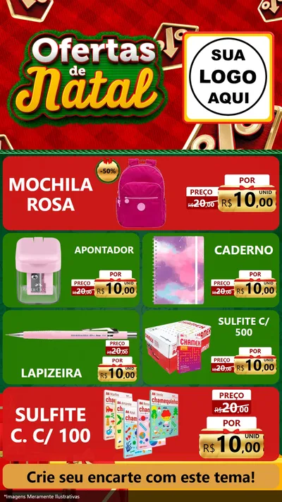 Modelo de TV para TV Vertical com o tema Ofertas de Natal para Papelaria
