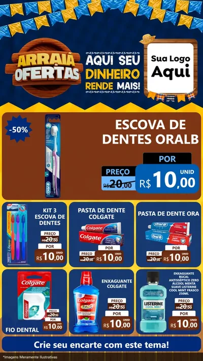 Modelo de Rede Social para Stories com o tema Arraiá de Ofertas - Junina para Higiene Pessoal