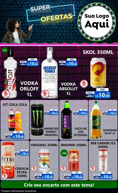 Modelo de Encarte para Encarte Grande com o tema Super Ofertas para Distribuidora de bebidas