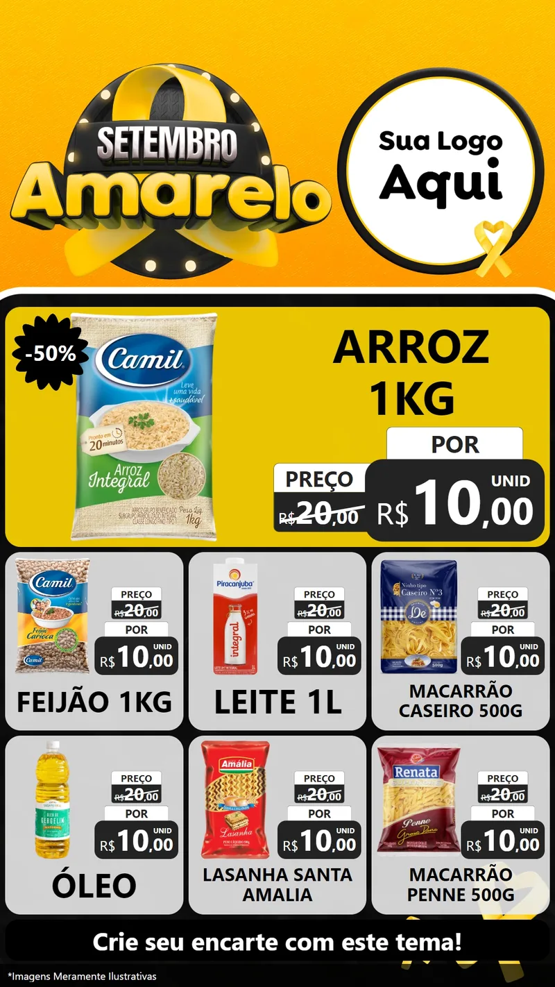 Modelo de Rede Social para Stories com o tema Setembro Amarelo para Supermercado