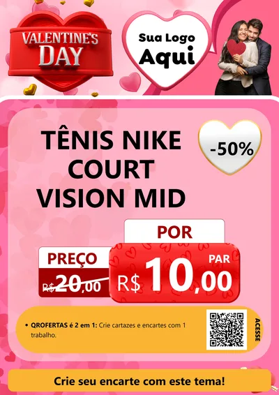 Modelo de Cartaz para Cartaz A4 Vertical com o tema Valentine's Day para Calçados