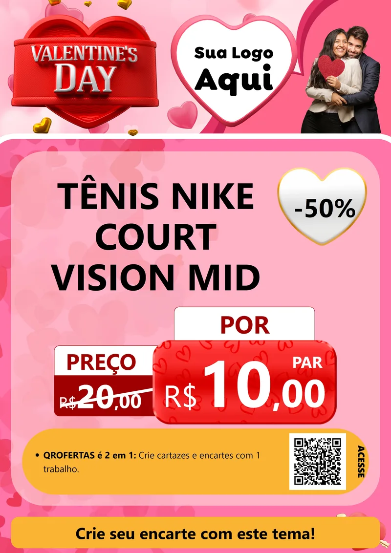 Modelo de Cartaz para Cartaz A4 Vertical com o tema Valentine's Day para Calçados