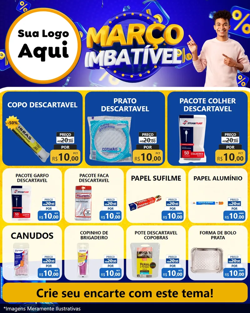 Modelo de Rede Social para Feed Instagram com o tema Março Imbatível para Embalagens