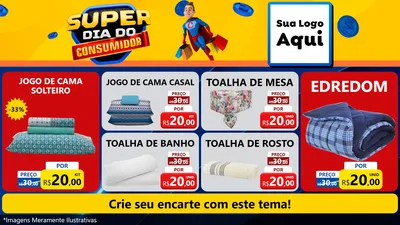 Modelo de TV para TV Horizontal com o tema Super Dia do Consumidor para Cama, Mesa e Banho