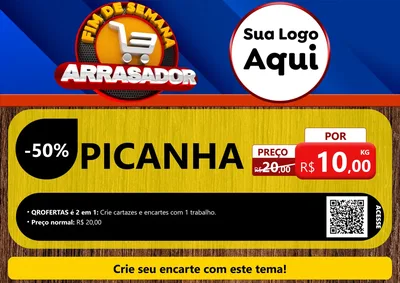 Modelo de Cartaz para Cartaz A4 Horizontal com o tema Fim De Semana Arrasador para Açougue