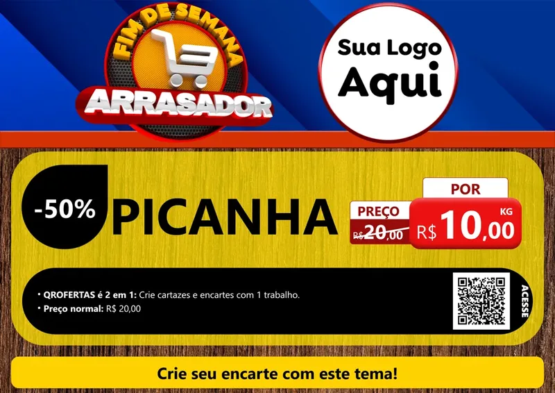 Modelo de Cartaz para Cartaz A4 Horizontal com o tema Fim De Semana Arrasador para Açougue