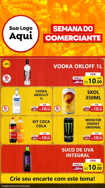 Modelo de TV para TV Vertical com o tema Semana do Comerciante para Distribuidora de bebidas