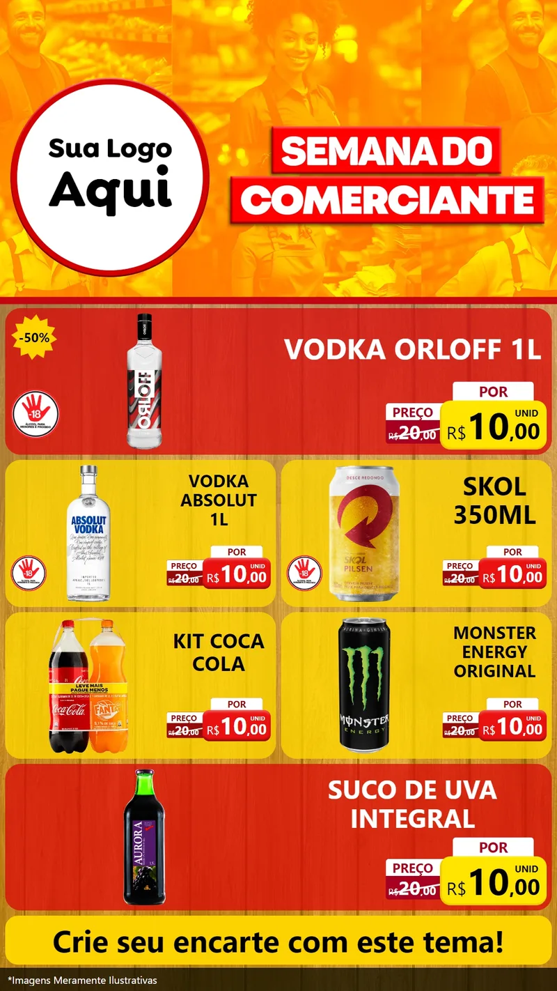 Modelo de TV para TV Vertical com o tema Semana do Comerciante para Distribuidora de bebidas
