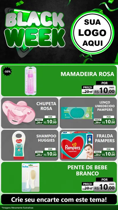 Modelo de TV para TV Vertical com o tema Black Week para Bebês