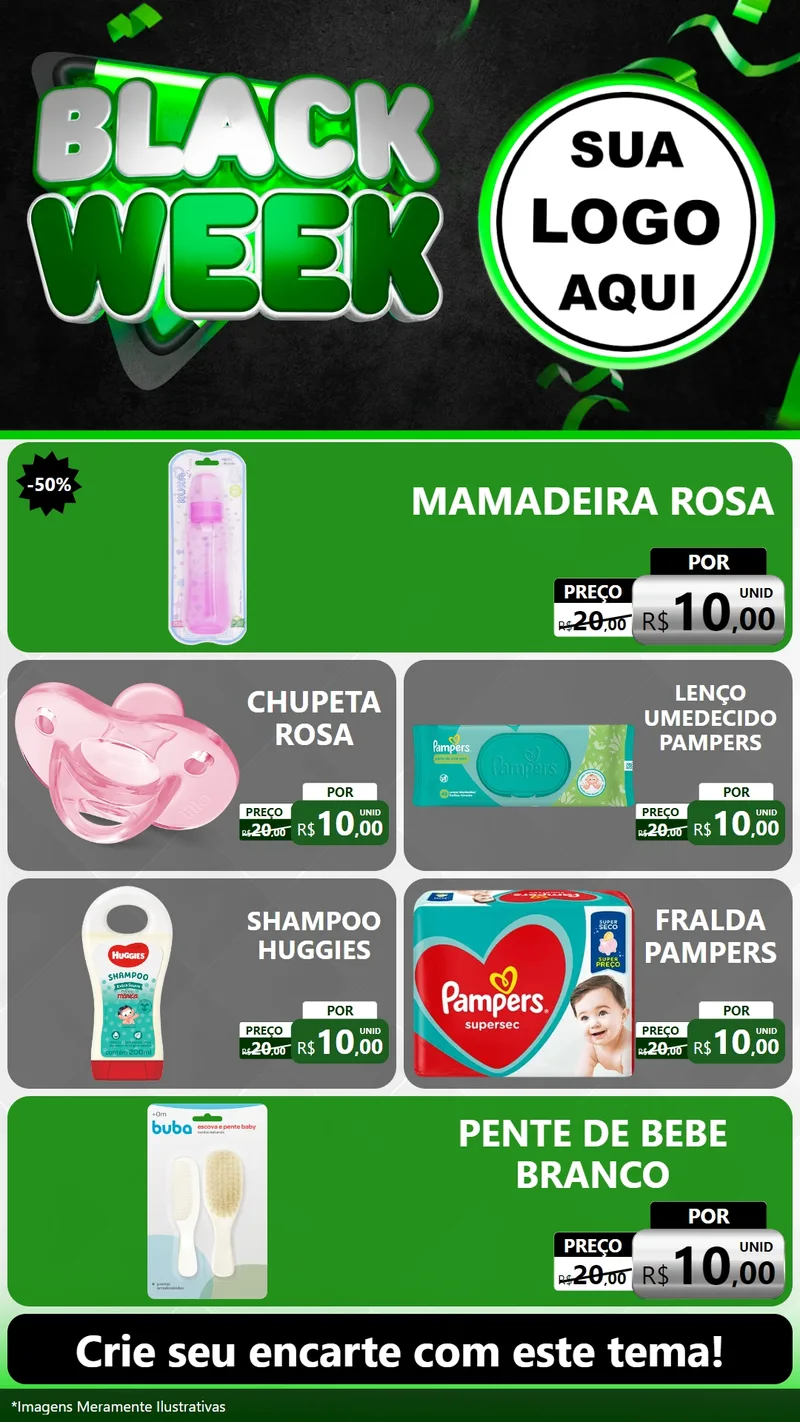 Modelo de TV para TV Vertical com o tema Black Week para Bebês