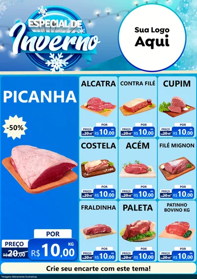 Modelo de Encarte para Encarte A4 Vertical com o tema Especial de Inverno para Açougue