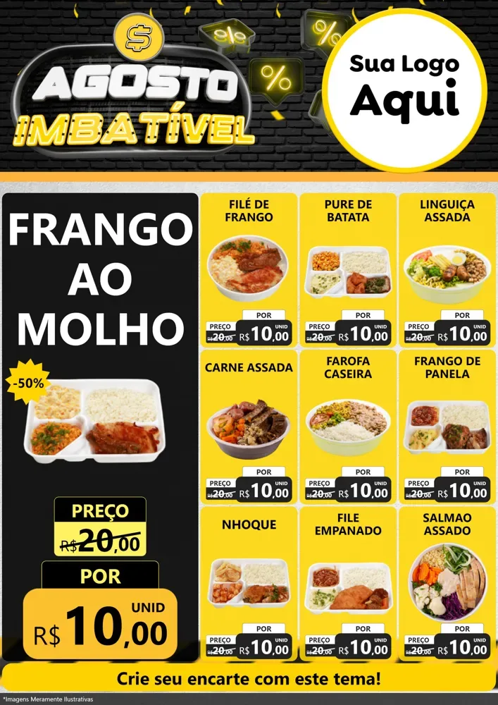 Modelo de Encarte para Encarte A4 Vertical com o tema Agosto Imbatível para Restaurante