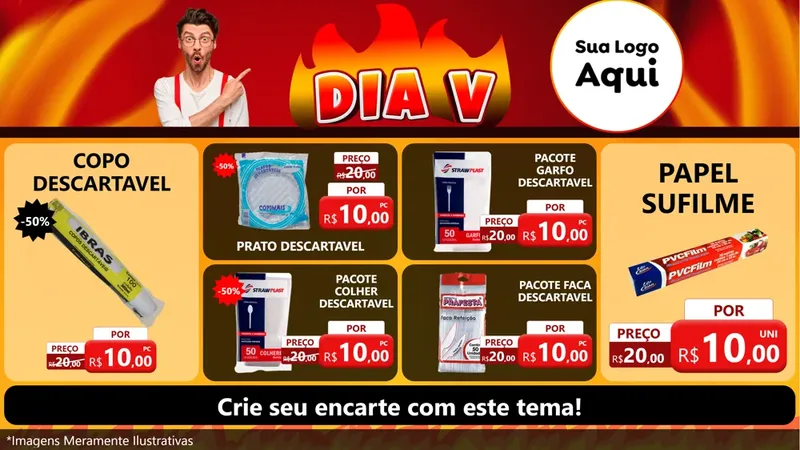 Modelo de TV para TV Horizontal com o tema Dia V para Embalagens