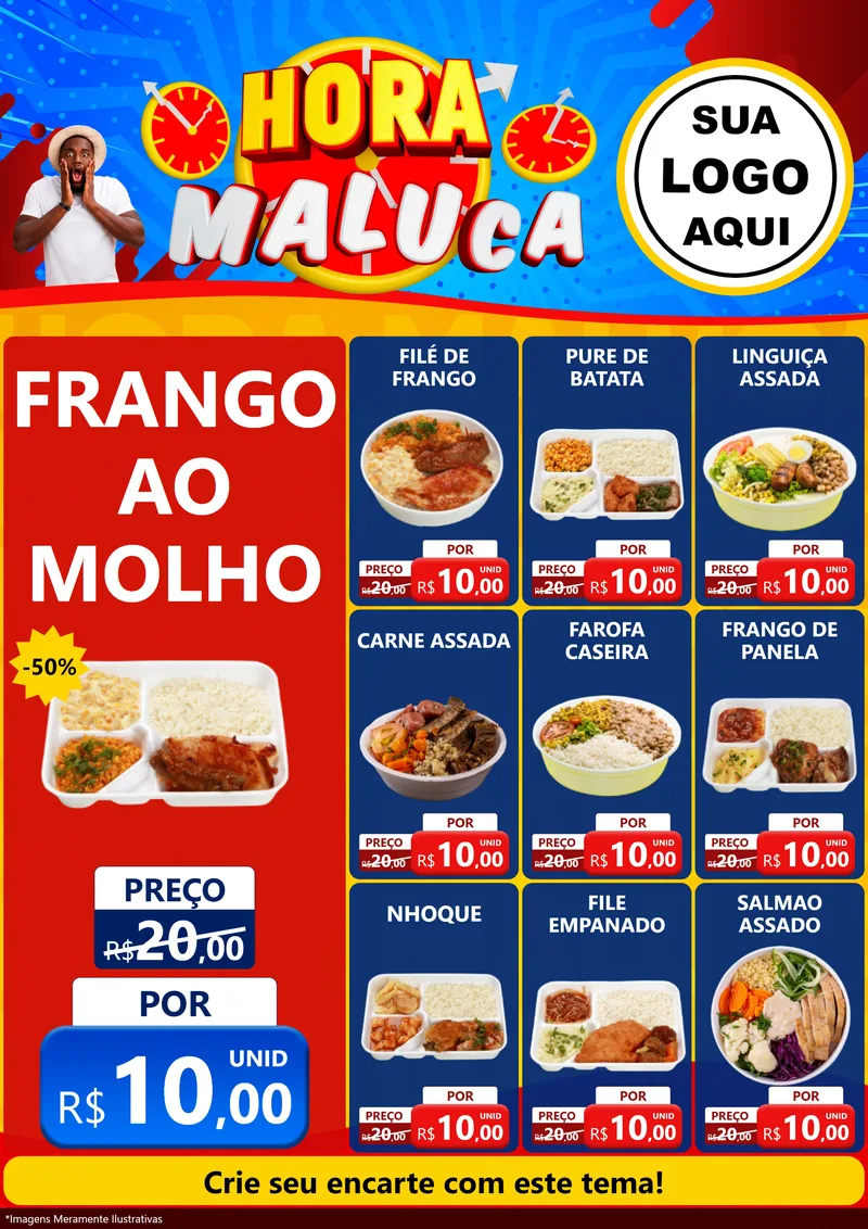 Modelo de Encarte para Encarte A4 Vertical com o tema Hora Maluca para Restaurante