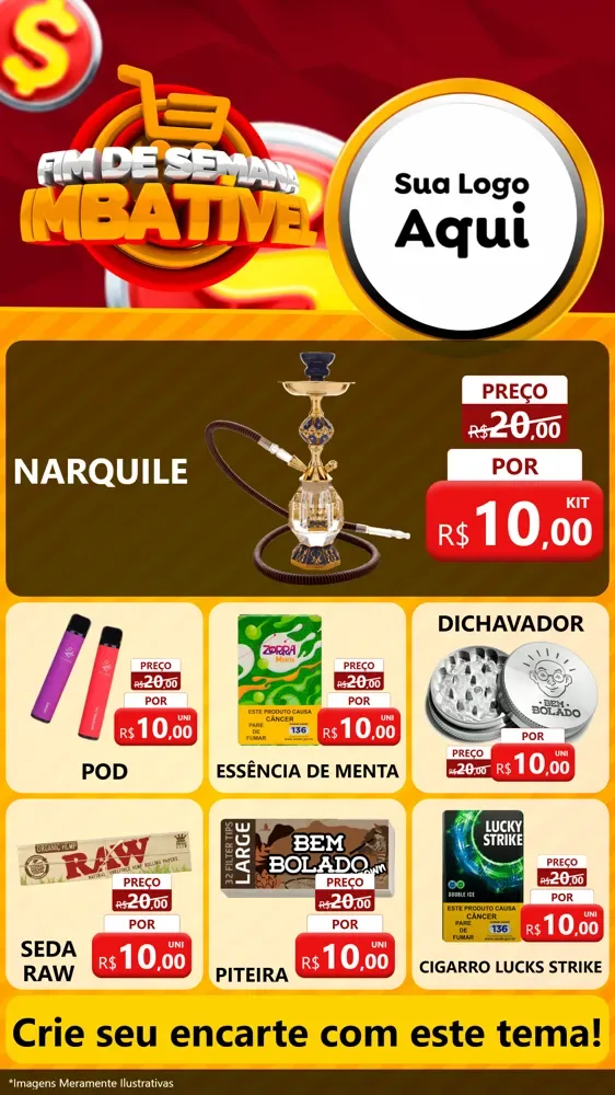 Modelo de Rede Social para Stories com o tema Fim de Semana Imbatível para Tabacaria