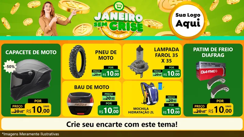 Modelo de TV para TV Horizontal com o tema Janeiro Sem Crise para Moto peças