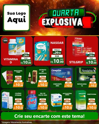 Modelo de Rede Social para Feed Instagram com o tema Quarta Explosiva para Farmácia