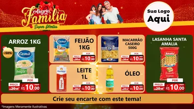 Modelo de TV para TV Horizontal com o tema Alegria em Família Super Ofertas - Natal para Supermercado