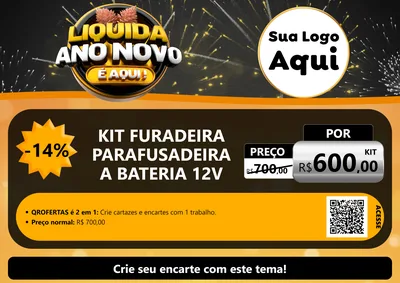 Modelo de Cartaz para Cartaz A4 Horizontal com o tema Liquida Ano Novo É Aqui! para Maquinas e Ferramentas