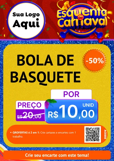 Modelo de Cartaz para Cartaz A4 Vertical com o tema Esquenta de Carnaval para Artigos Esportivos