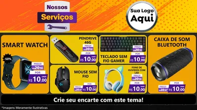 Modelo de TV para TV Horizontal com o tema Nossos Serviços para Informática