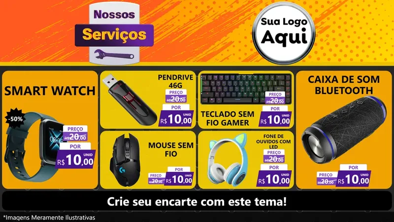 Modelo de TV para TV Horizontal com o tema Nossos Serviços para Informática