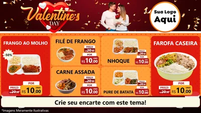 Modelo de TV para TV Horizontal com o tema Valentine's Day para Restaurante